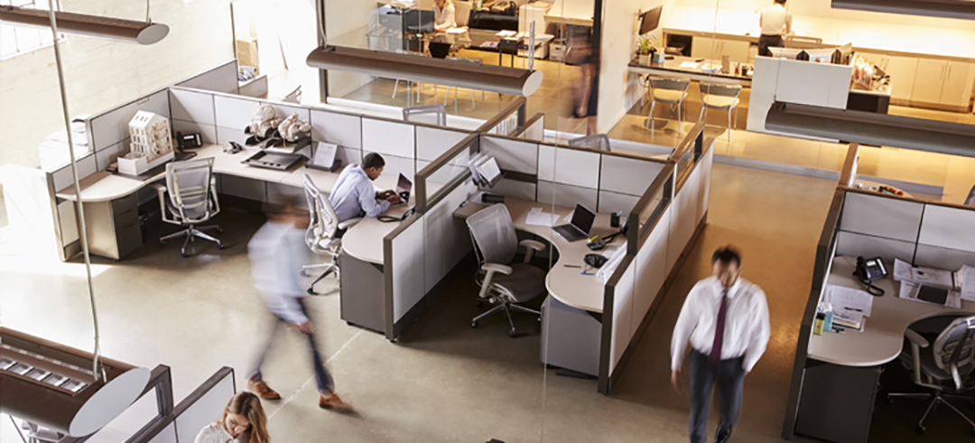 personnel tracking system for office workers walking through cubicles